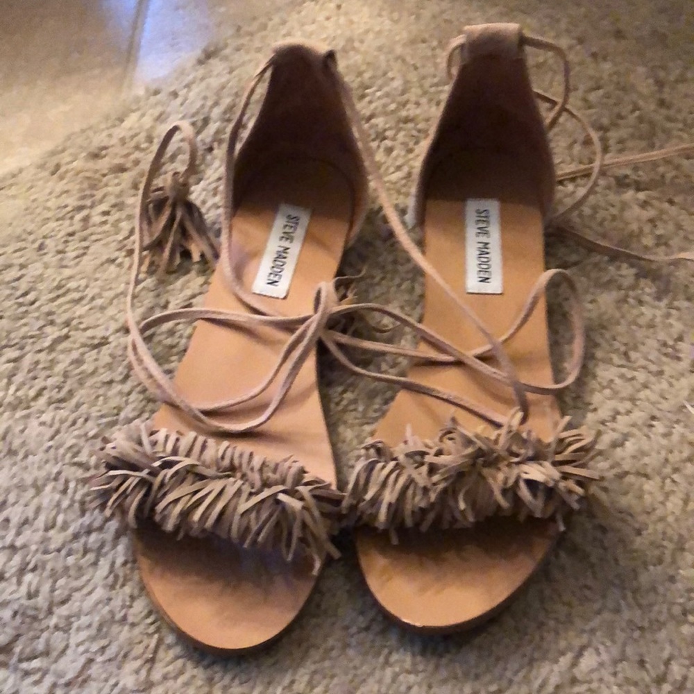 Steve Madden fringe lace up sandals